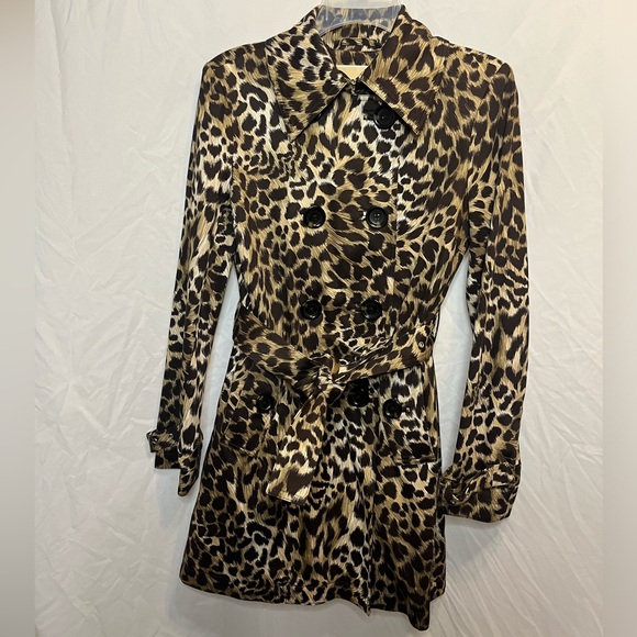 Michael Kors leopard print trench coat, removable liner, size XS. - Picture 2 of 7